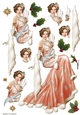 Art Deco Lady Christmas Lola Decoupage Sheet Peach