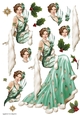 Art Deco Lady Christmas Lola Decoupage Sheet Aqua