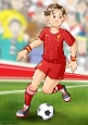 Young Footballer Dude Red, White and Yellow A4