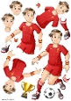 Young Footballer Dude Red, White and Yellow Decoupage Sheet