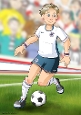 Young Footballer Dude White, Red and Blue A4