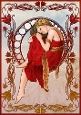 Art Nouveau Delphine A4 Red