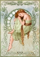 Art Nouveau Delphine A4 Green