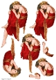 Art Nouveau Delphine Decoupage Sheet Red