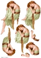 Art Nouveau Delphine Decoupage Sheet Green