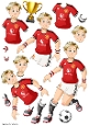 Young Footballer Dude Red, Black White Decoupage Sheet