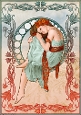Art Nouveau Delphine A4 Aqua