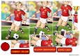 Young Footballer Dude Red, Black White Pyramid