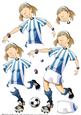 Blue and White Football Girl Decoupage Sheet