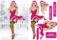 1950's Pin Up Girl Eva Grace Winter Wonderland Cerise