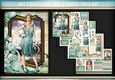Art Deco Lady Lily 4 Sheet mini Kit Aqua