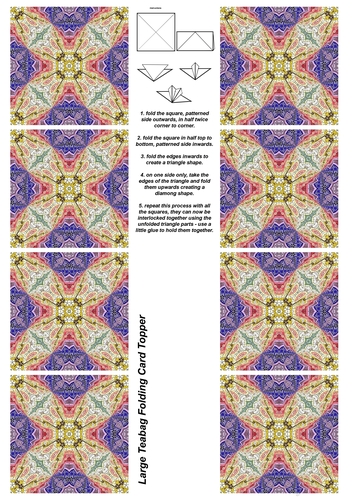A4 Single Sheet of Large Teabag Squares; Design 19