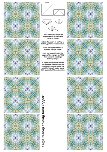 A4 Single Sheet of Large Teabag Squares; Design 18