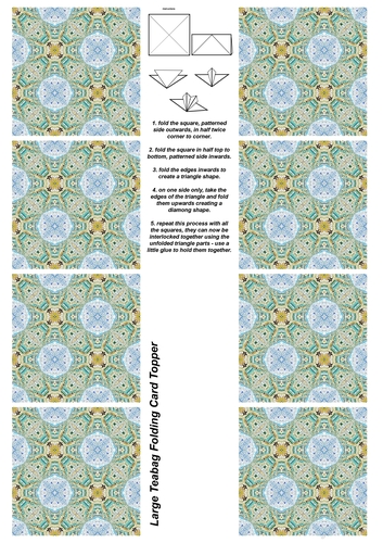 A4 Single Sheet of Large Teabag Squares; Design 17