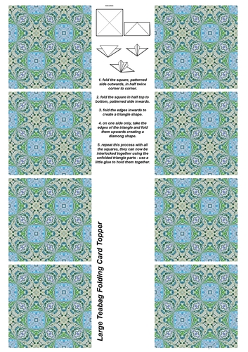 A4 Single Sheet of Large Teabag Squares; Design 16