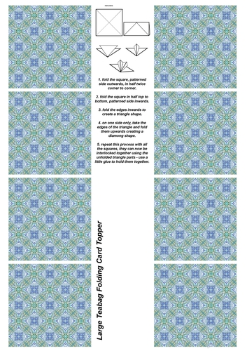 A4 Single Sheet of Large Teabag Squares; Design 14