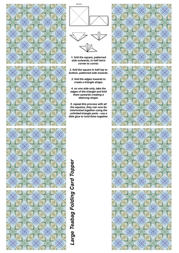 A4 Single Sheet of Large Teabag Squares; Design 13