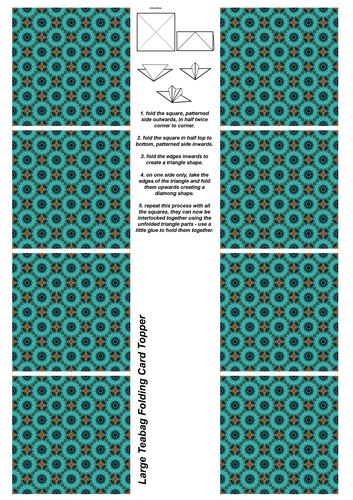 A4 Single Sheet of Large Teabag Squares; Design 12