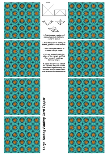 A4 Single Sheet of Large Teabag Squares; Design 11