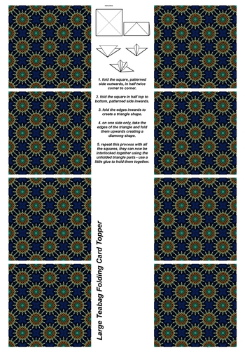 A4 Single Sheet of Large Teabag Folding Squares; Design 04