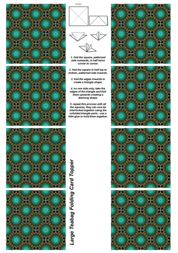 A4 Single Sheet of Large Teabag Folding Squares; Design 03