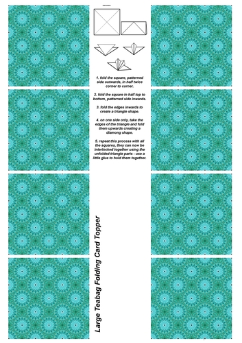 A4 Single Sheet of Large Teabag Folding Squares; Design 02