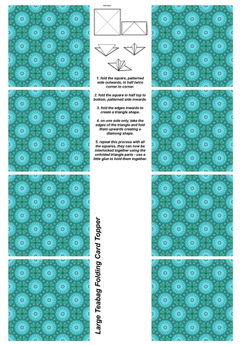 A4 Single Sheet of Large Teabag Folding Squares; Design 01