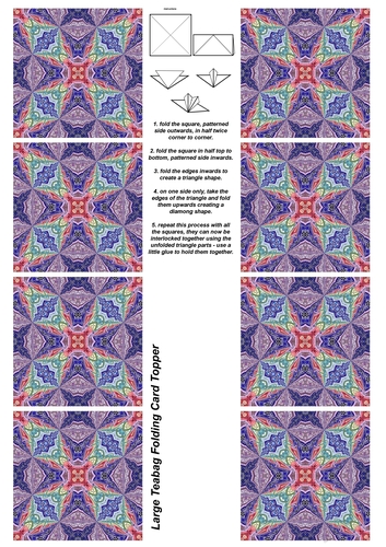 A4 Single Sheet of Large Teabag Squares; Design 21