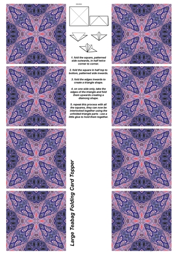 A4 Single Sheet of Large Teabag Squares; Design 24