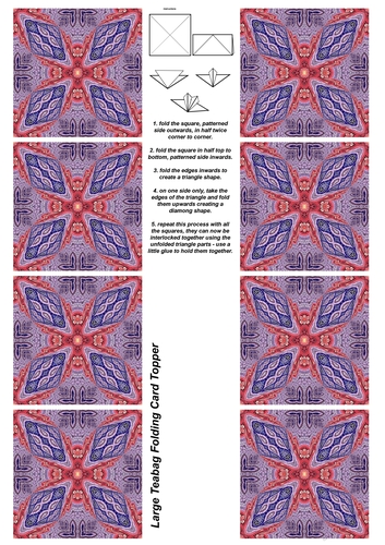 A4 Single Sheet of Large Teabag Squares; Design 25