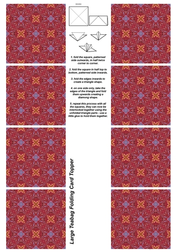 A4 Single Sheet of Large Teabag Squares; Design 26