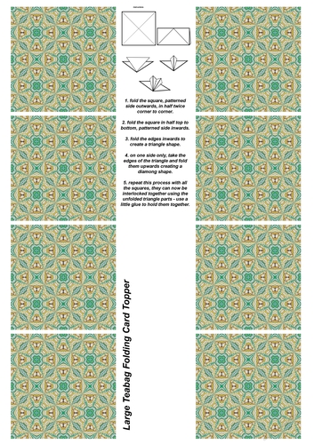 A4 Single Sheet of Large Teabag Squares; Design 28