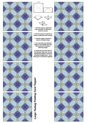 A4 Single Sheet of Large Teabag Squares; Design 30