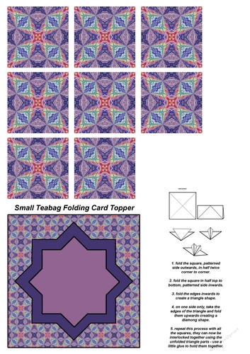 A4 Single Sheet of Small Teabag Squares with Card Topper; Design 21