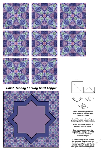 A4 Single Sheet of Small Teabag Squares with Card Topper; Design 22