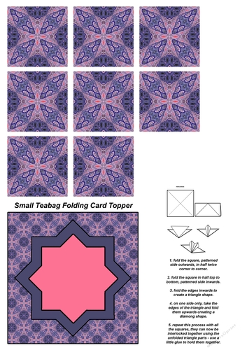 A4 Single Sheet of Small Teabag Squares with Card Topper; Design 24