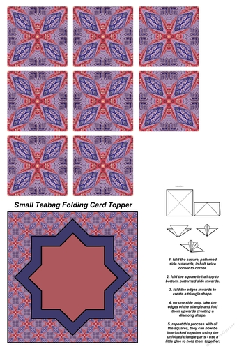 A4 Single Sheet of Small Teabag Squares with Card Topper; Design 25