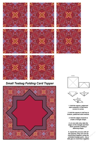 A4 Single Sheet of Small Teabag Squares with Card Topper; Design 26