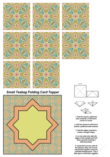 A4 Single Sheet of Small Teabag Squares with Card Topper; Design 27
