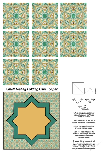 A4 Single Sheet of Small Teabag Squares with Card Topper; Design 28
