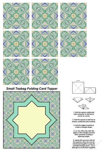 A4 Single Sheet of Small Teabag Squares with Card Topper; Design 29