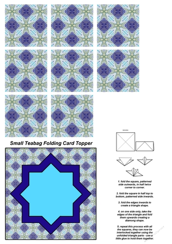 A4 Single Sheet of Small Teabag Squares with Card Topper; Design 30