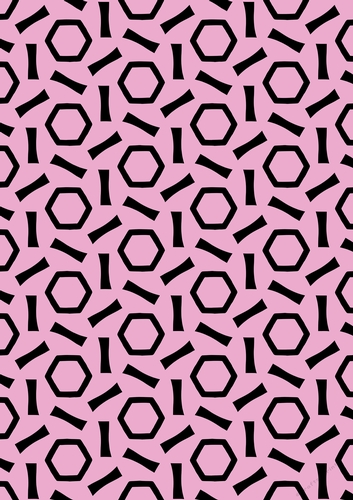 Single Sheet of A4 Patterned Paper for Scrapbooking, Card Making, etc. Various Geometric Pink and Black Design 02