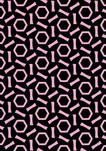 Single Sheet of A4 Patterned Paper for Scrapbooking, Card Making, etc. Various Geometric Pink and Black Design 03