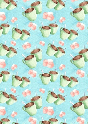 I Heart Hot Chocolate A4 Watercolour Patterned Paper for Scrapbooking, Card Making, Etc. Design 01