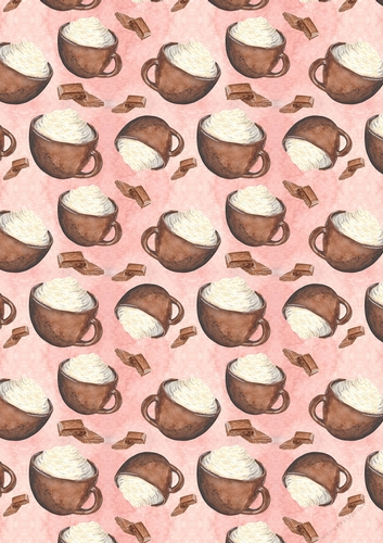 I Heart Hot Chocolate A4 Watercolour Patterned Paper for Scrapbooking, Card Making, Etc. Design 02