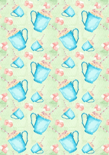 I Heart Hot Chocolate A4 Watercolour Patterned Paper for Scrapbooking, Card Making, Etc. Design 03
