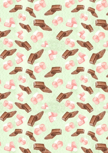 I Heart Hot Chocolate A4 Watercolour Patterned Paper for Scrapbooking, Card Making, Etc. Design 04