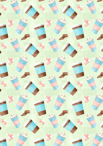 I Heart Hot Chocolate A4 Watercolour Patterned Paper for Scrapbooking, Card Making, Etc. Design 06