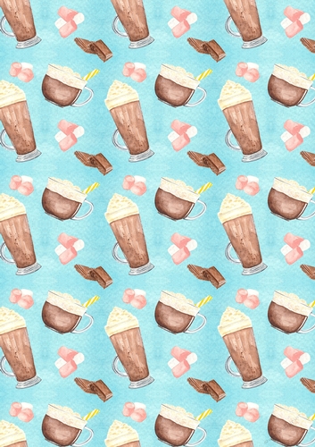 I Heart Hot Chocolate A4 Watercolour Patterned Paper for Scrapbooking, Card Making, Etc. Design 07